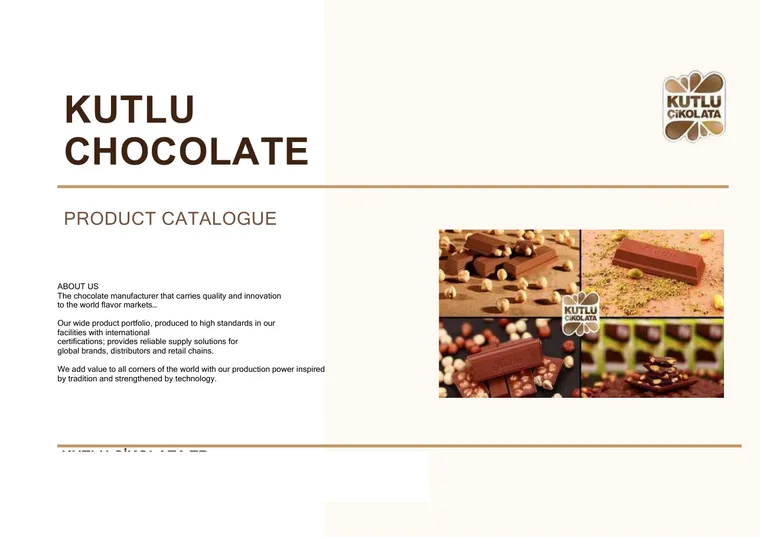 Cover page of the Kutlu Chocolate product catalogue